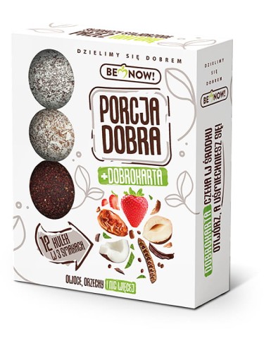 Kulki owocowo-orzechowe (Porcja Dobra), naturalna przekąska w 3 smakach, 12 sztuk