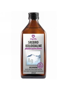 Srebro koloidalne (MyVita), srebro płaskocząsteczkowe niejonowe 50 ppm, 250ml