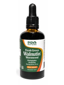 Fresh Green Walnutin Wormwood (Now Foods), płynny wyciąg z orzecha szarego, ziela bylicy piołun i pączków goździkowca, Pro Natura, 59 ml