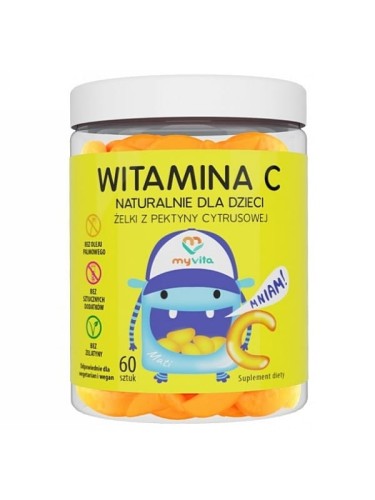 Witamina C (MyVita), naturalne żelki dla dzieci i dorosłych, 60 sztuk