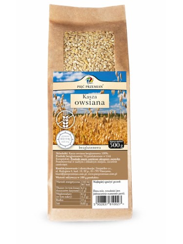 Kasza owsiana (Pięć Przemian), bezglutenowa kasza owsiana, 500g