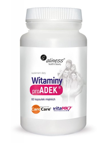 Witaminy proADEK (Aliness), zestaw witamin A,D,E,K, 60 kapsułek