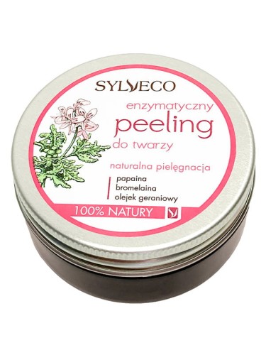 Enzymatyczny peeling do twarzy (Sylveco), naturalny preparat złuszczający z papainą, bromelainą i olejkiem geraniowym, 75 ml