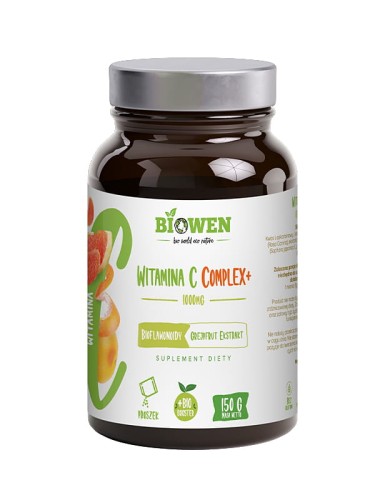 Witamina C complex + 100 mg (Biowen), naturalne źródło witaminy C w proszku, 150g