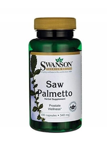 Saw Palmetto 540 mg (Swanson), wyciąg z owoców palmy sabałowej, 100 kapsułek