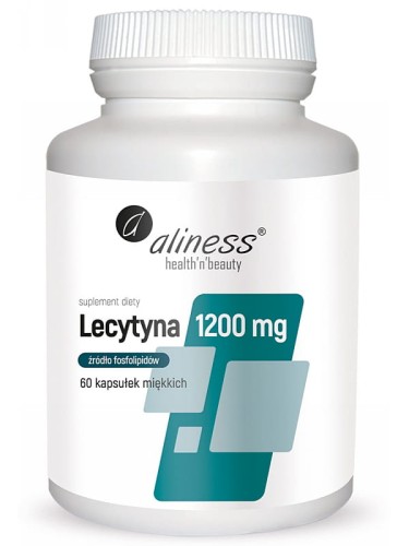 Lecytyna 1200 mg (Aliness), źródło choliny i fosfolipidów, 60 kapsułek