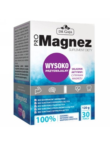 ProMagnez (Dr Gaja), wysoko przyswajalny cytrynian magnezu w proszku, 30 saszetek
