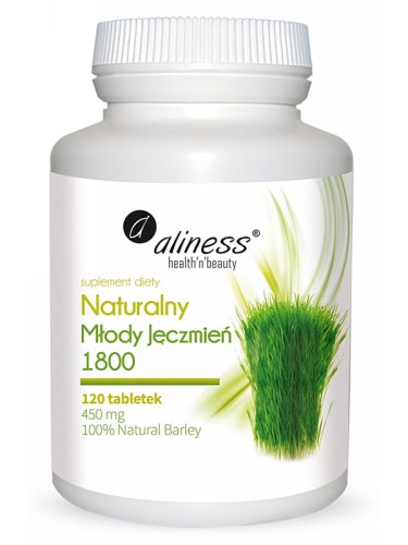 Naturalny Młody Jęczmień (Aliness), naturalny 100 % ekstrakt z pędów jęczmienia, 120 tabletek