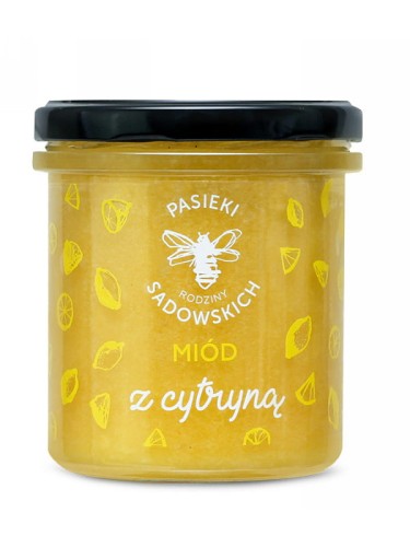 Miód z cytryną (Pasieki Sadowskich), wielokwiatowy miód z dodatkiem cytryny, 450g