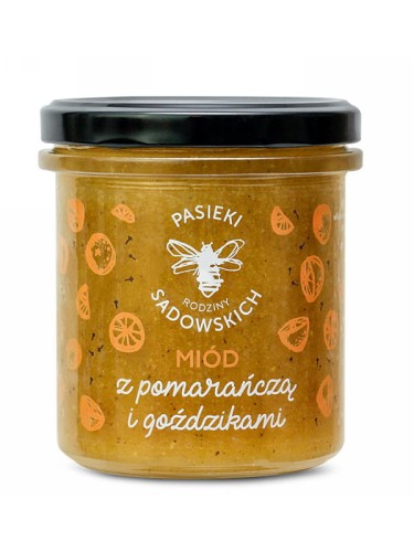 Miód z pomarańczą i goździkami (Pasieki Sadowskich), wielokwiatowy miód z dodatkami, 430g