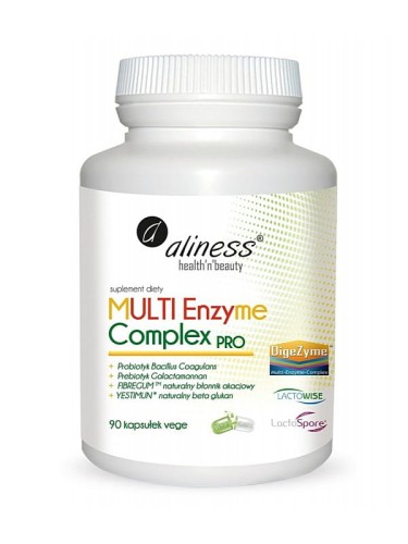 MultiEnzyme Complex Pro (Aliness), roślinne enzymy trawienne, 90 kapsułek