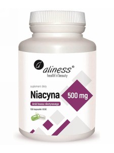 Niacyna 500 mg (Aliness), amid kwasu nikotynowego, 100 kapsułek