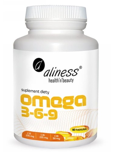 Omega 3-6-9 (Aliness), pełne spektrum niezbędnych kwasów tłuszczowych omega-3-6 i 9, 90 kapsułek
