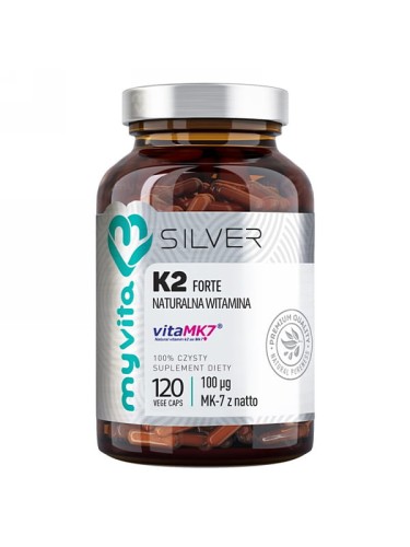 Witamina K2 forte SILVER (MyVita), naturalna witamina MK-7, 120 kapsułek