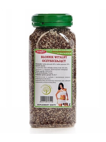Błonnik witalny oczyszczający (Agnex), mieszanka babki płesznik i babki jajowatej, 450g