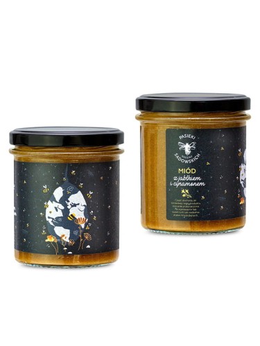 Miód z jabłkiem i cynamonem (Pasieki Sadowskich), miód wielokwiatowy szarlotka, 430g