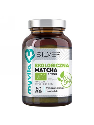 Ekologiczna Matcha Silver (MyVita), wysokogatunkowe, sproszkowane młode liście herbaty, 80g