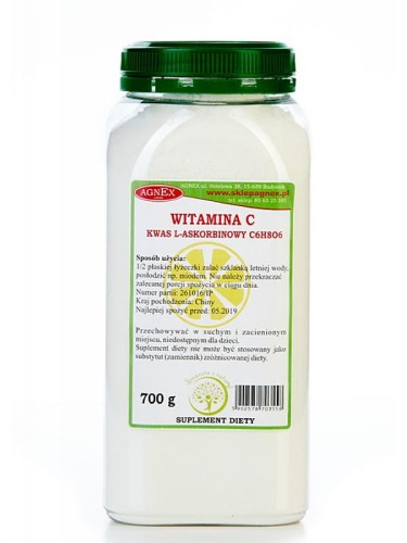 Witamina C (Agnex), kwas l-askorbinowy w postaci proszku, 700g