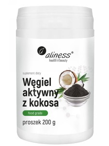 Węgiel aktywny z kokosa 300 mg (Aliness), proszek, 200g
