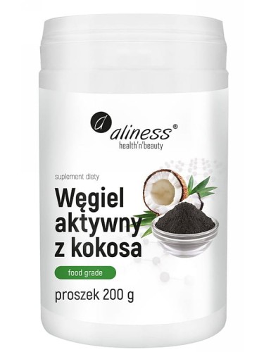 Węgiel aktywny z kokosa (Aliness), proszek, 200g
