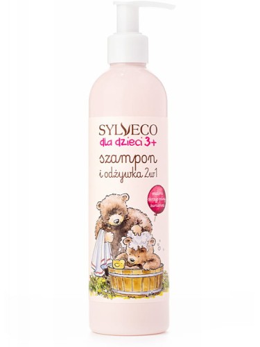 Szampon i odżywka 2w1 (Sylveco), delikatny preparat do pielęgnacji włosów dzieci powyżej 3. roku życia, 300 ml