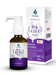 Witaminy proADEK (Avitale), witaminy rozpuszczone w oliwie z oliwek w kroplach, 30 ml 
