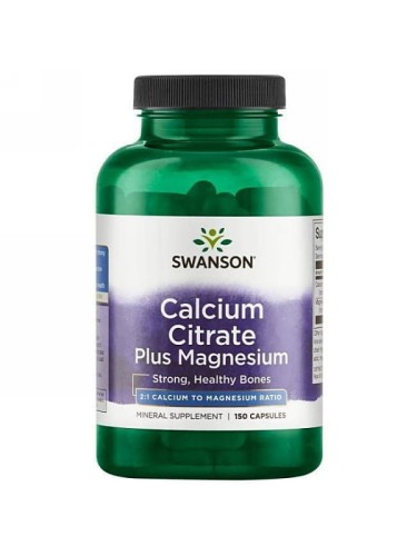Calcium citrate plus magnesium (Swanson), cytrynian wapnia plus magnez, 150 kapsułek