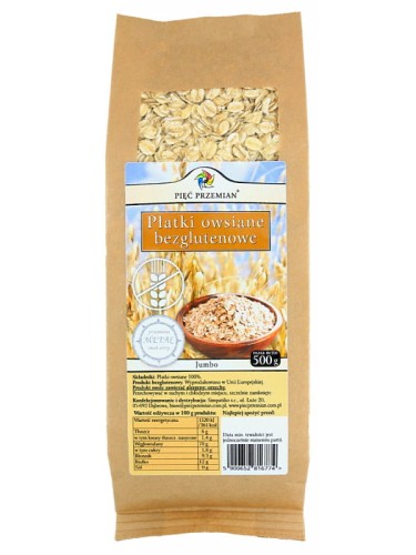 Płatki owsiane bezglutenowe Jumbo (Pięć Przemian), 500g