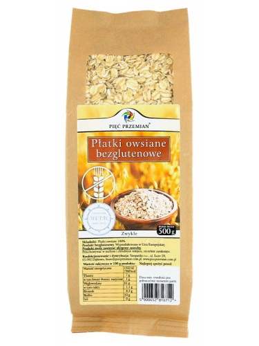 Płatki owsiane bezglutenowe zwykłe (Pięć Przemian), 500g