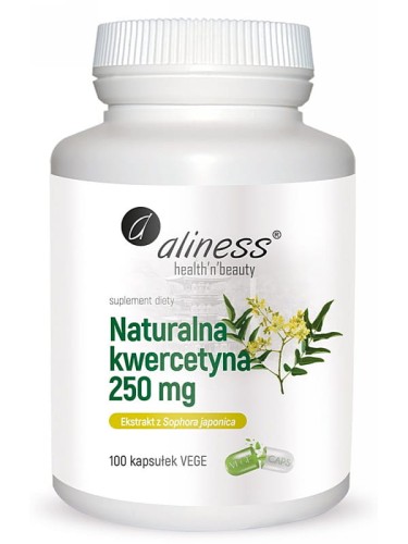 Naturalna kwercytyna 250 mg (Aliness), ekstrakt z perełkowca japońskiego, 100 kapsułek
