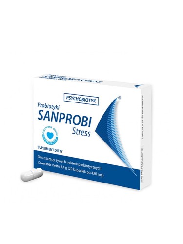 Sanprobi Stress (Sanprobi), probiotyk redukujący stres (psychobiotyk), 20 kapsułek