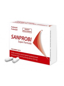 Sanprobi Super Formula (Sanprobi), kompozycja 7 probiotyków i 2 prebiotyków, 40 kapsułek
