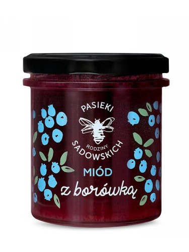 Miód z borówką (Pasieki Sadowskich), nektarowy, wielokwiatowy miód z dodatkiem liofilizowanej borówki