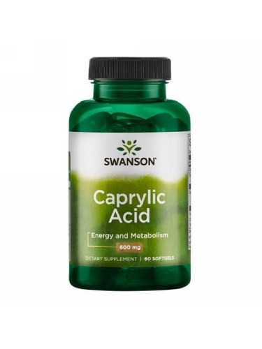 Caprylic Acid 600 mg (Swanson), kwas kaprylowy, 60 kapsułek