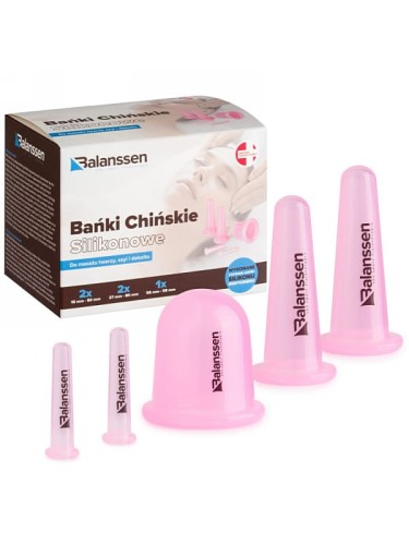 Bańki chińskie silikonowe (Balanssen), bańki do masażu twarzy, szyi i dekoltu, 5 sztuk
