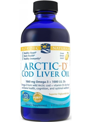 Arctic-D Cod Liver Oil (Nordic Naturals), tran z dzikiego dorsza o aromacie cytryny, 237 ml