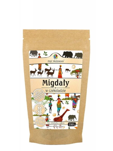 Migdały w czekoladzie bez dodatku cukru (Pięć Przemian), 100g