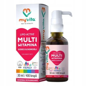 MultiWitamina Lipo Active Family (MyVita), kompleks witamin w kroplach dla dzieci i dorosłych, 30 ml