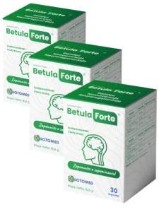ZESTAW 3 x Betula Forte (Biotomed), pamięć, koncentracja, neuroregeneracja, 3 x 30 kapsułek  