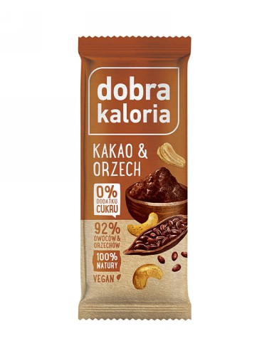 Dobra kaloria, baton owocowy bez cukru, kakao-orzech (DOBRA KALORIA), 35g