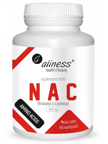 NAC N-Acetyl-L-Cysteine 500 mg (Aliness), acetyl L-cysteina, 100 kapsułek