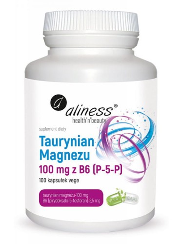 Taurynian magnezu 100mg z B6 P-5-P (Aliness), 100 kapsułek