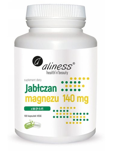 Jabłczan magnezu 140mg z B6 P-5-P (Aliness), 100 kapsułek