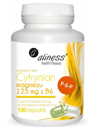 Cytrynian magnezu 125 mg z B6 P-5-P (Aliness), 100 kapsułek