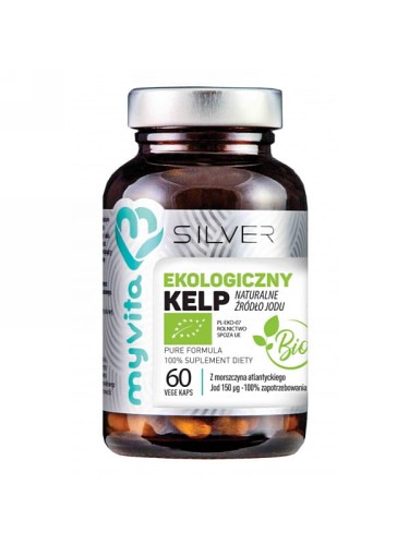 Kelp ekologiczny ze spiruliną Silver Pure 100% (MyVita), 60 kapsułek