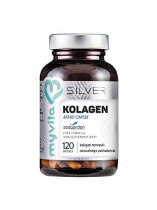 Kolagen Arthro Complex Silver Pure 100% (MyVita), kolagen z dorsza z glukozaminą, kwasem hialuronowym i witaminą C, 120 kapsułek